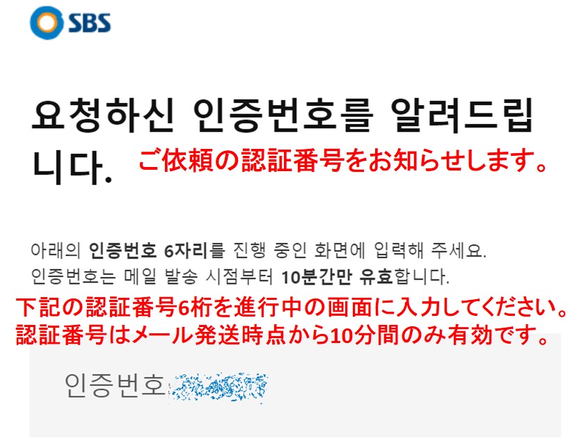 韓国SBSの登録手順