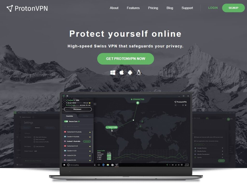 ProtonVPNのトップページ