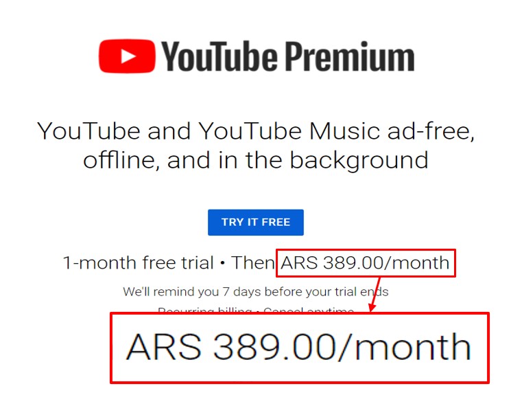 youtube-premium in Argentina