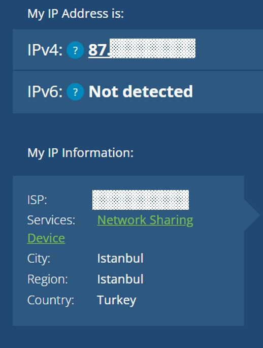 IP address in Turkey