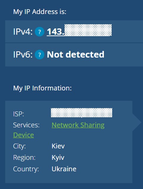 IP address in Ukraine