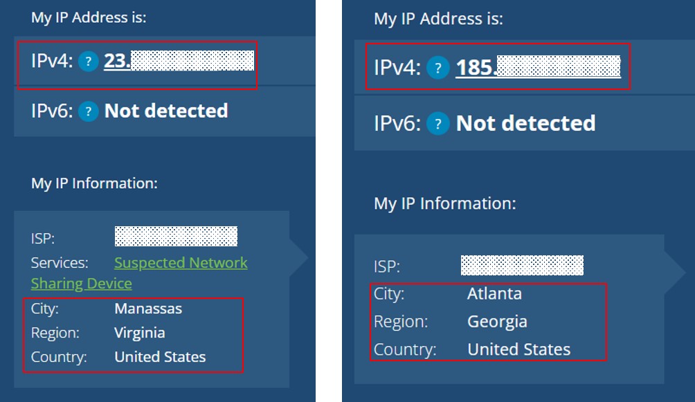 IP address in the US