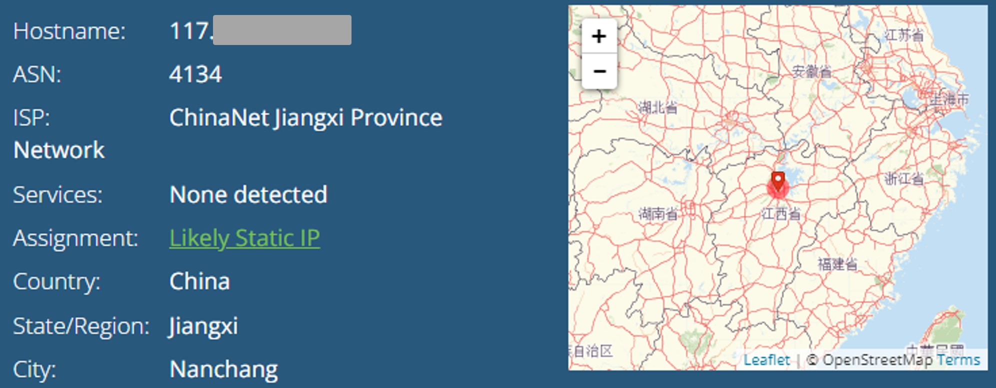 IP address in Nanchang City