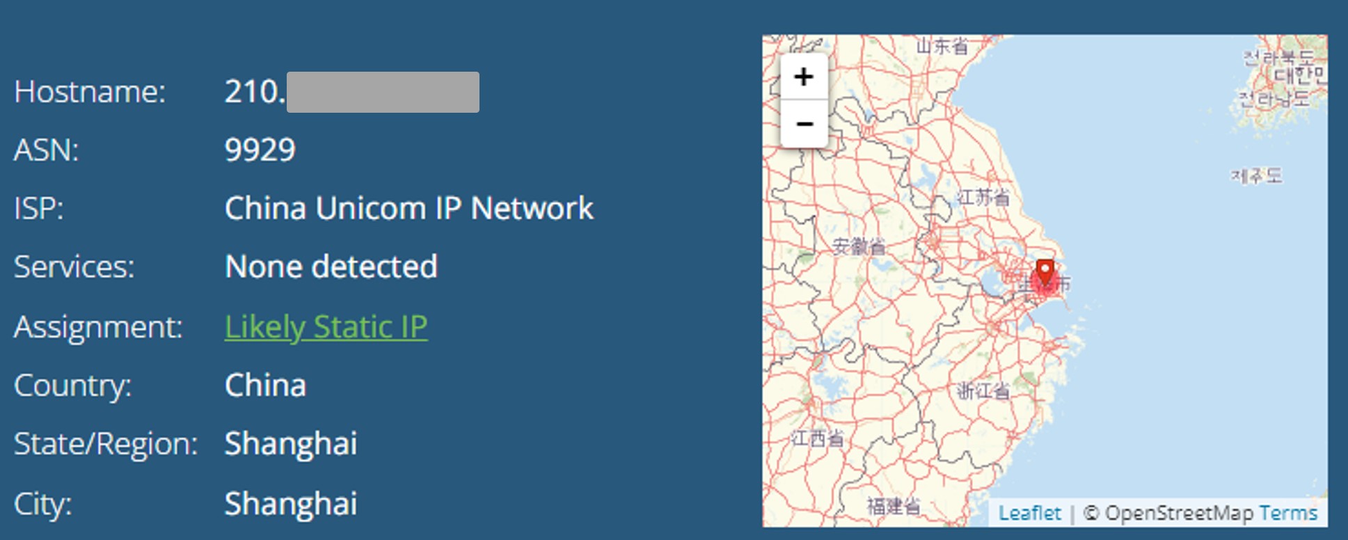 IP address in Shanghai City