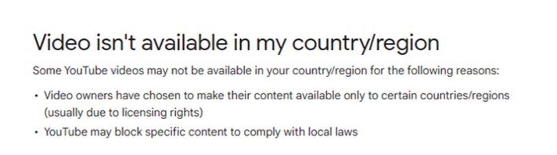 YouTube is not available in some countries