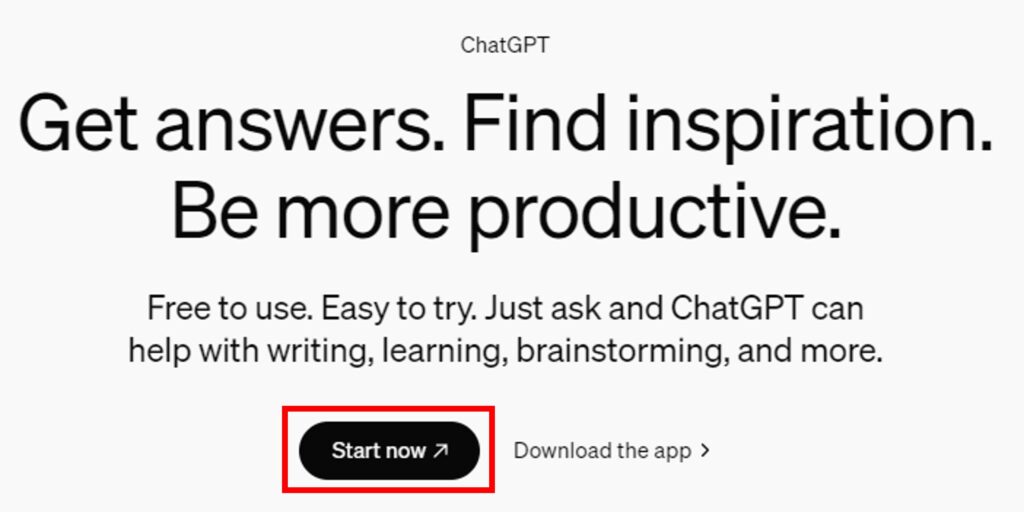 ChatGPT homepage